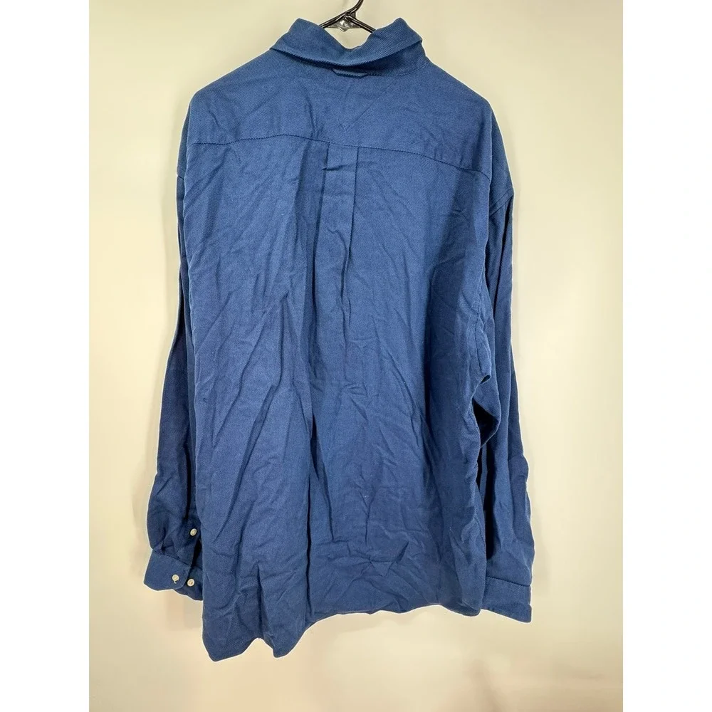 Tommy Hilfiger Button Down Shirt Mens XXL Blue Cotton Lion Crest Logo Casual‎